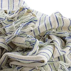 Plaid - Rumi stripe cotton throw (creme/marineblå/lysegrøn)