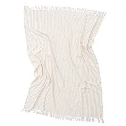 Plaid - Rumi stripe cotton throw (creme/lyserød/lyseblå)