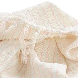 Plaid - Rumi stripe cotton throw (creme/lyserød/lyseblå)