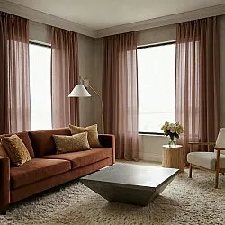 Gardiner 2-pak - Linnedmixgardin Lumira (mørkebrun)