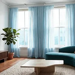 Gardiner 2-pak - Linnedmixgardin Lumira (lyseblå)