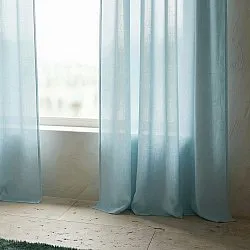 Gardiner 2-pak - Linnedmixgardin Lumira (lyseblå)