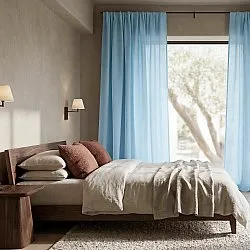 Gardiner 2-pak - Linnedmixgardin Lumira (lyseblå)