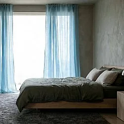 Gardiner 2-pak - Linnedmixgardin Lumira (lyseblå)