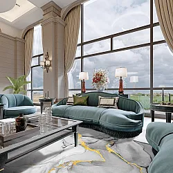 Wilton-tæppe - Manilva (grå/hvid/guld)