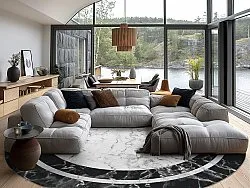 Rundt tæppe - Amaliada (sort/hvid)