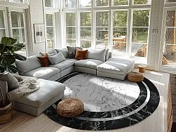 Rundt tæppe - Amaliada (sort/hvid)