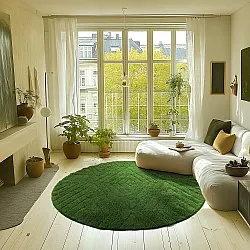 Runde tæpper - Amberley Natural Cotton Shaggy (grøn)