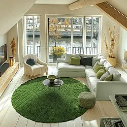 Runde tæpper - Amberley Natural Cotton Shaggy (grøn)