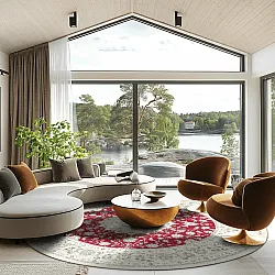 Rundt tæppe - Arabella (rød)