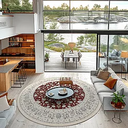 Rundt tæppe - Arabella (bordeaux)