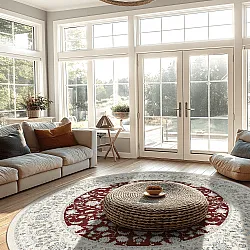 Rundt tæppe - Arabella (bordeaux)