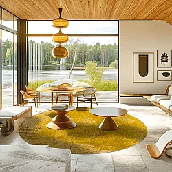 Rundt tæppe - Arbus (guld)