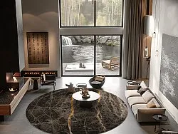 Rundt tæppe - Aris (sort/guld)