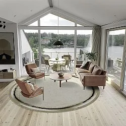 Rundt tæppe - Arriate (beige/grå)