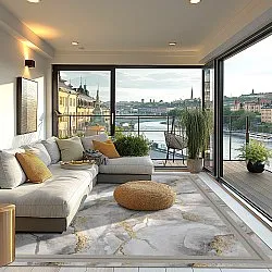 Wilton-tæppe - Attika (grå/hvid/guld)