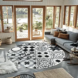 Rundt tæppe - Avent (beige/sort)