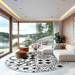 Rundt tæppe - Avent (beige/sort)