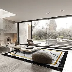 Wilton-tæppe - Avola (sort/hvid/guld)