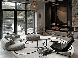 Runde tæpper - Bavello Natural Cotton Shaggy (offwhite/sort)