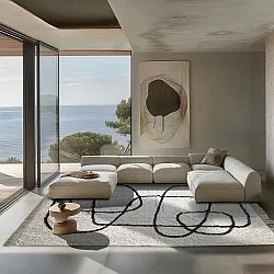 Ryatæpper - Bavello Natural Cotton Shaggy (offwhite/sort)