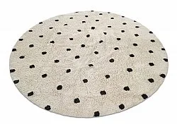 Runde tæpper - Belle Natural Cotton Shaggy (offwhite/sort)