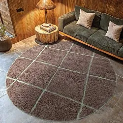 Runde tæpper - Bellevue Natural Cotton Shaggy (taupe/grøn)