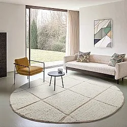 Runde tæpper - Bellevue Natural Cotton Shaggy (off white/beige)