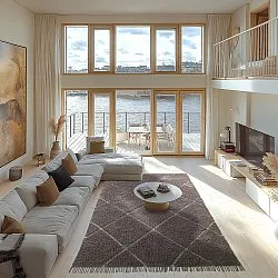 Ryatæpper - Bellevue Natural Cotton Shaggy (taupe/grøn)