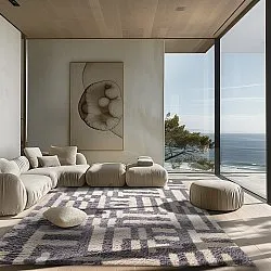 Ryatæpper - Bergamo Natural Cotton Shaggy (grå/hvid)