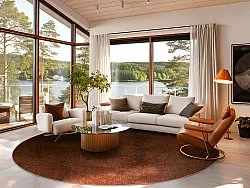 Rundt tæppe - Bovera (brun/rød)