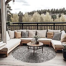 Rundt tæppe - Brussels Swirl (sort)