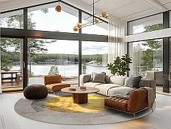 Rundt tæppe - Budoni (grå/beige/gul)