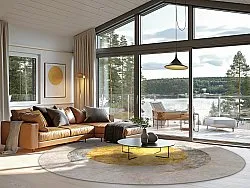 Rundt tæppe - Budoni (grå/beige/gul)