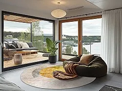 Rundt tæppe - Budoni (grå/beige/gul)