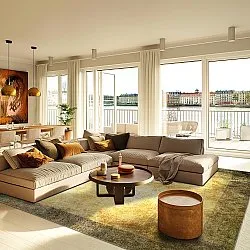 Wilton-tæppe - Campana (beige/gul)