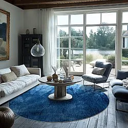 Rundt tæppe - Cargese (blå)