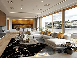 Wilton-tæppe - Cassa (grå/sort/guld)