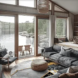 Rundt tæppe - Cassa (grå/sort/guld)