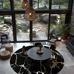 Rundt tæppe - Cesina (sort/guld)