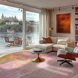 Rundt tæppe - Cicoria (lyserød/lilla)