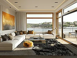 Wilton-tæppe - Cyra (sort/guld)