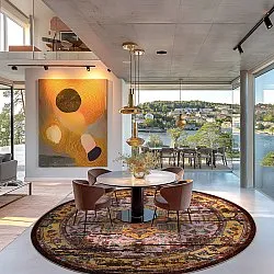 Rundt tæppe - Darnah (gul/multi)