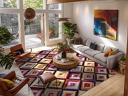 Wilton-tæppe - Deia (lyserød/multi)