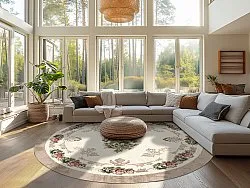 Rundt tæppe - Delpha (beige/multi)