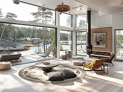 Rundt tæppe - Delpha (beige/multi)