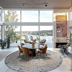 Rundt tæppe - Denizli (blå)