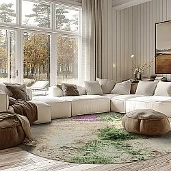 Rundt tæppe - Dimos (beige/multi)