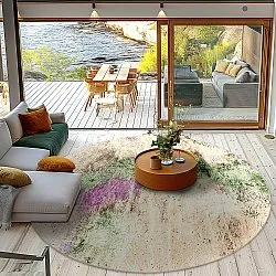 Rundt tæppe - Dimos (beige/multi)