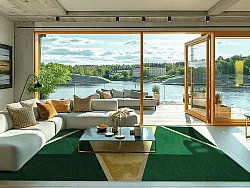 Wilton-tæppe - Dolly (grøn/guld)